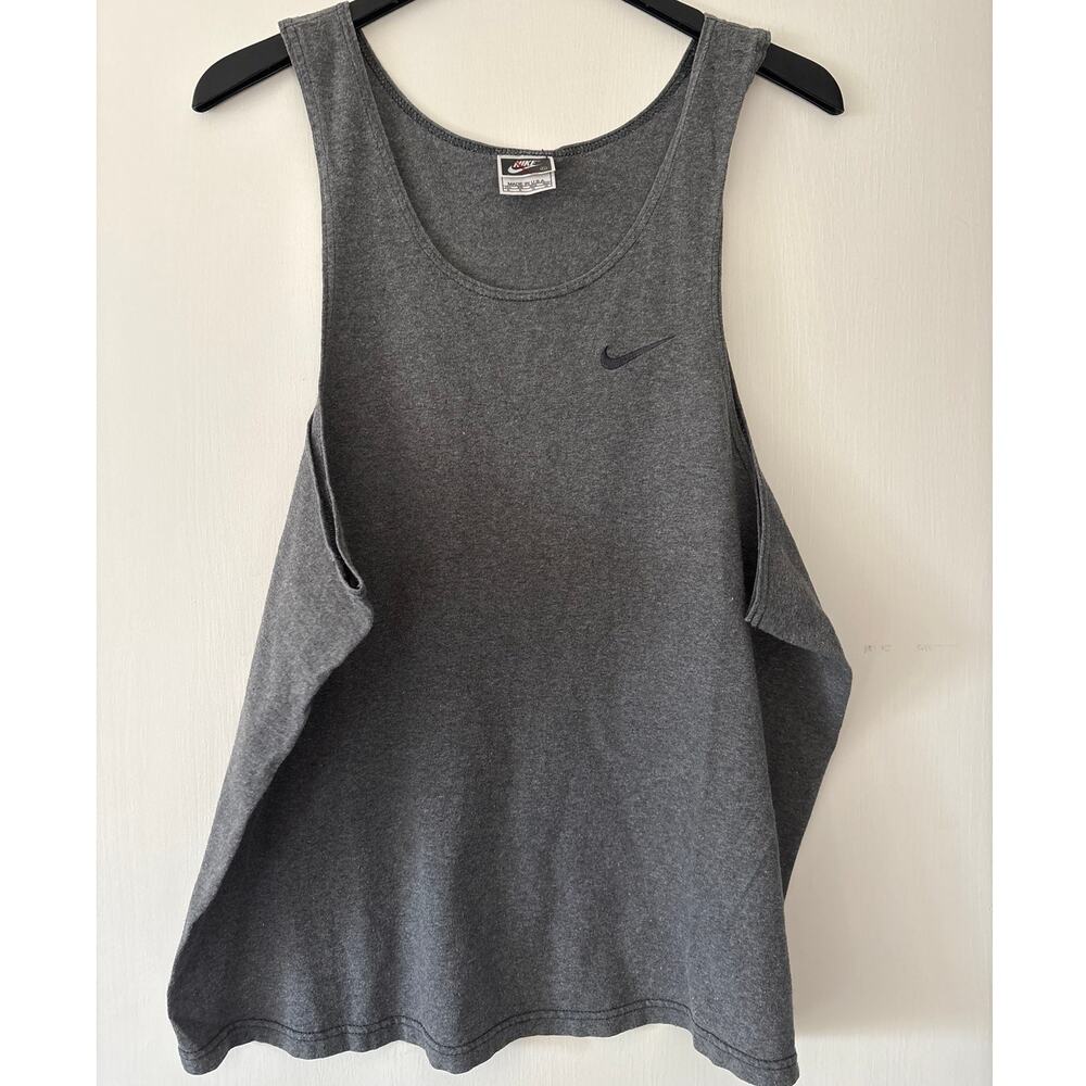 Nike Vintage 80s 90s Gray Tank Top Muscle Size XL Made in USA 100% Cotton